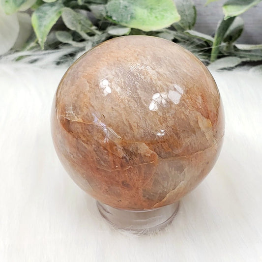 Peach Moonstone 60mm Sphere - Crystal Happenings