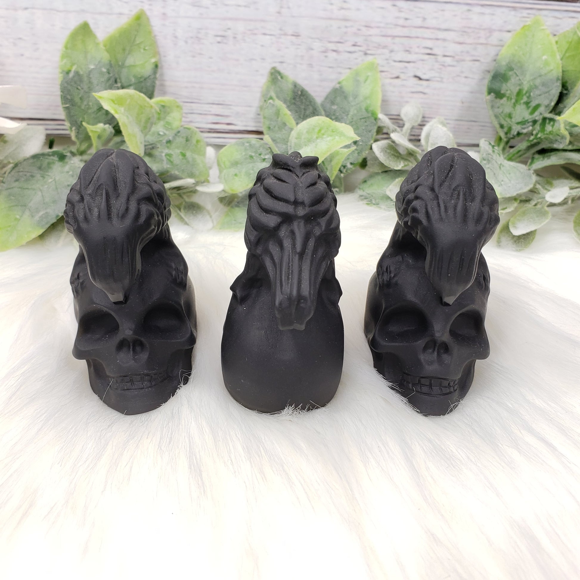 Black Obsidian Raven & Skull 2 - Crystal Happenings