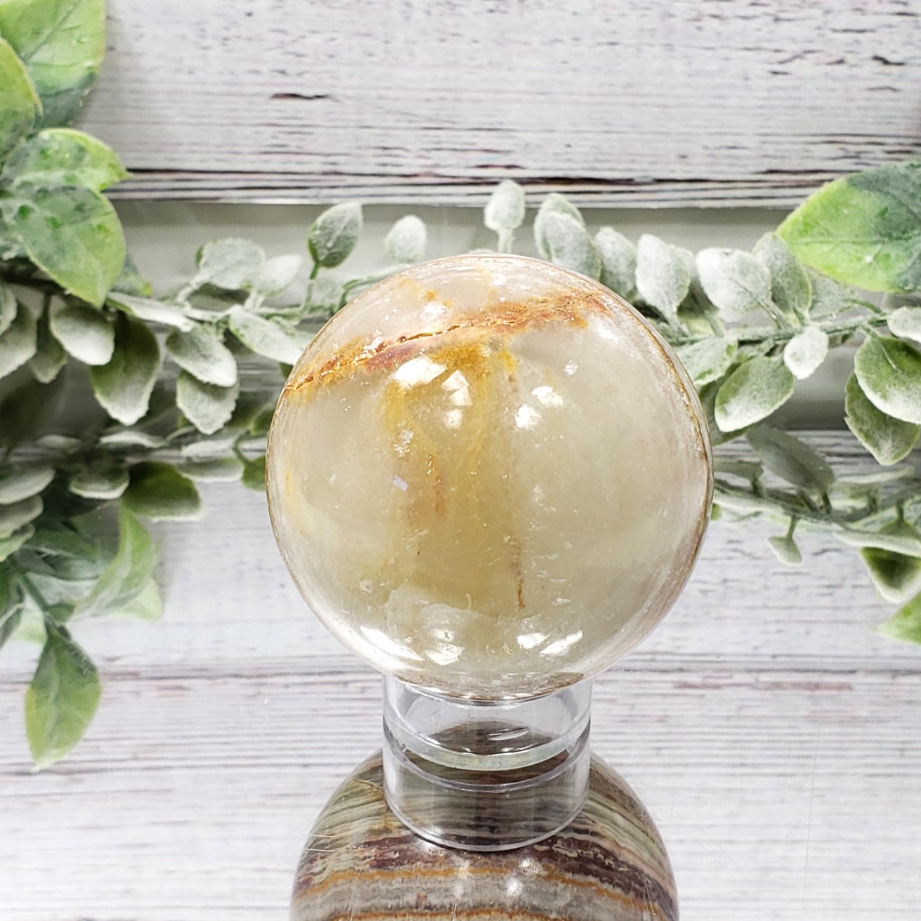 Banded Green Calcite Sphere aka Green Onyx Sphere VIDEO LISTING - Crystal Happenings