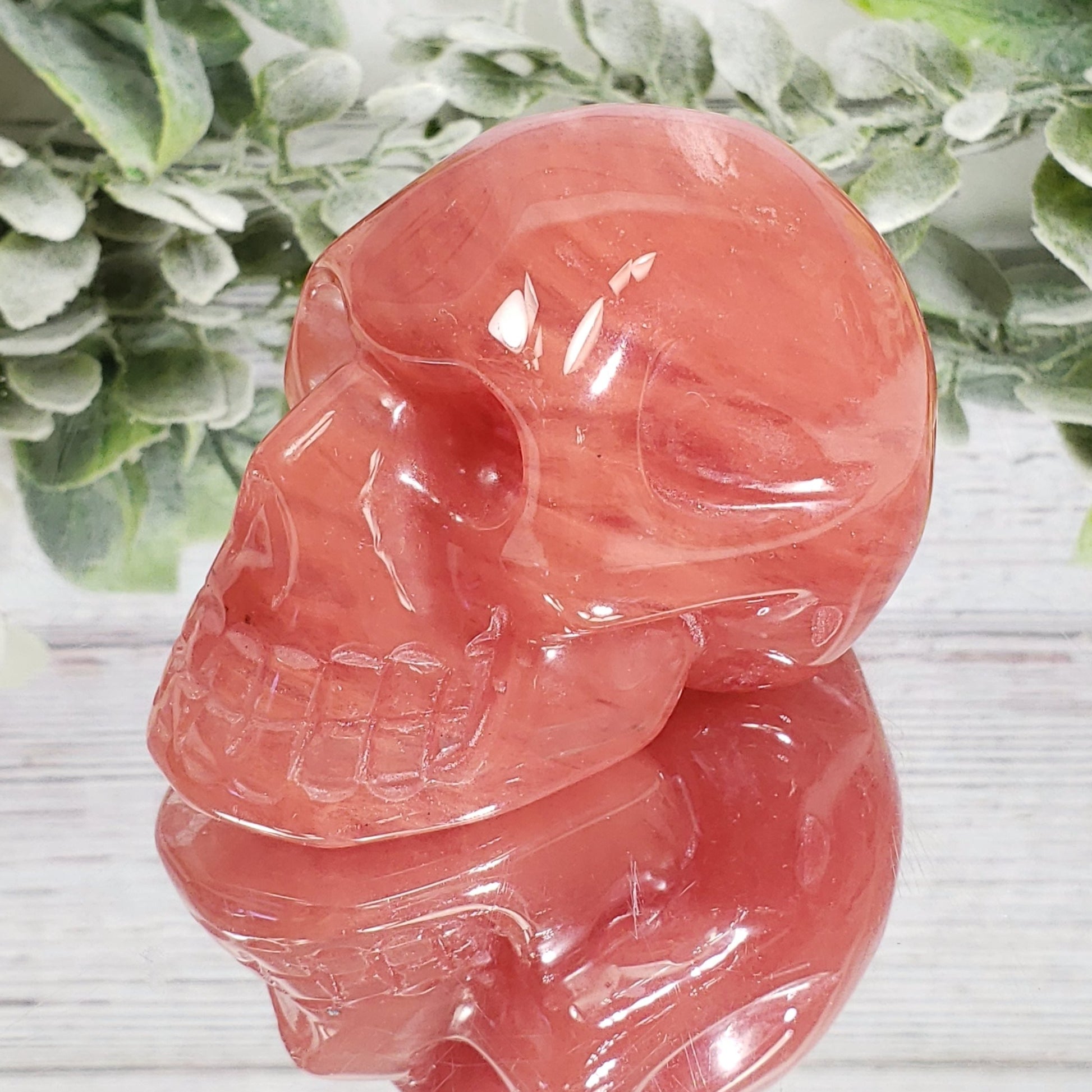 Cherry Quartz Skull  Medium 2 VIDEO Listing - Crystal Happenings