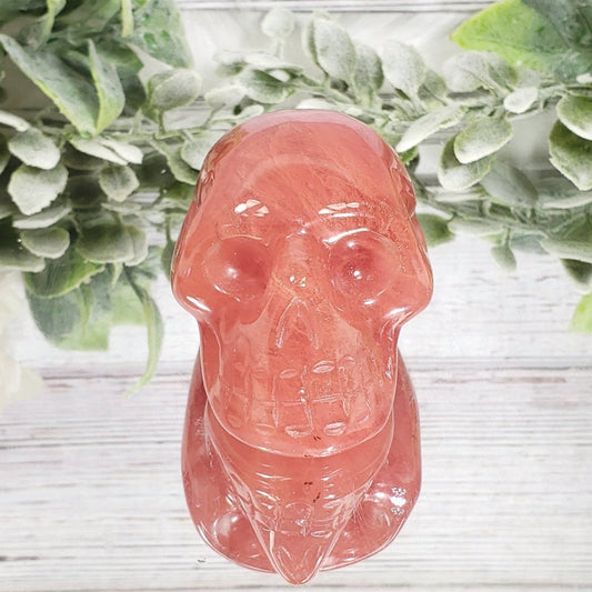 Cherry Quartz Medium Skull   VIDEO Listing - Crystal Happenings