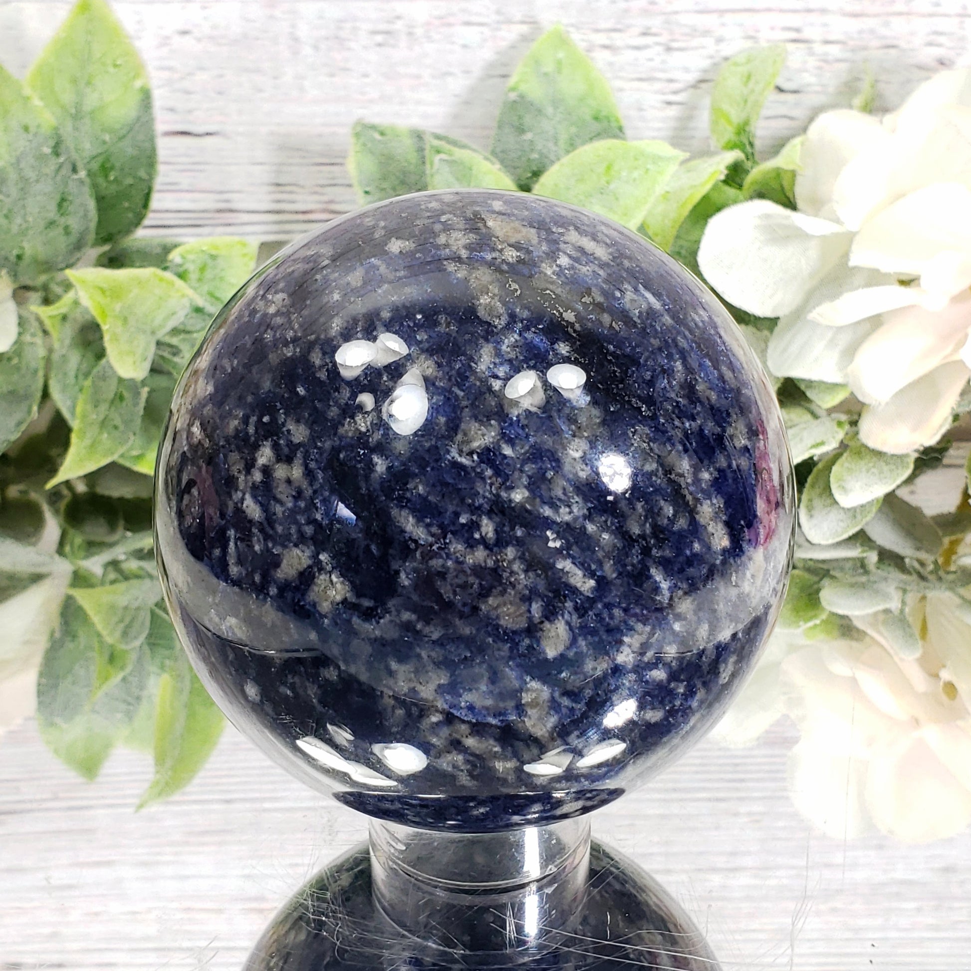 Sodalite Premium AA 83mm Sphere - S+AA+ - Crystal Happenings