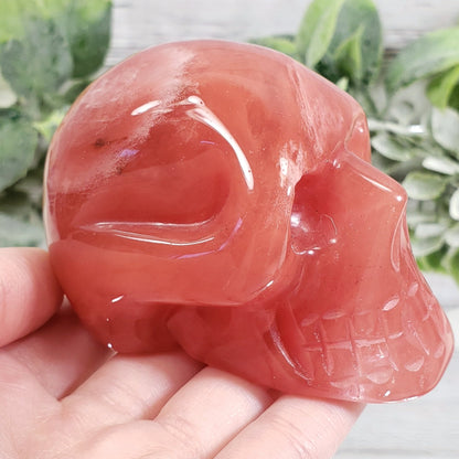 Cherry Quartz Skull VIDEO LISTING Large - Crystal Happenings