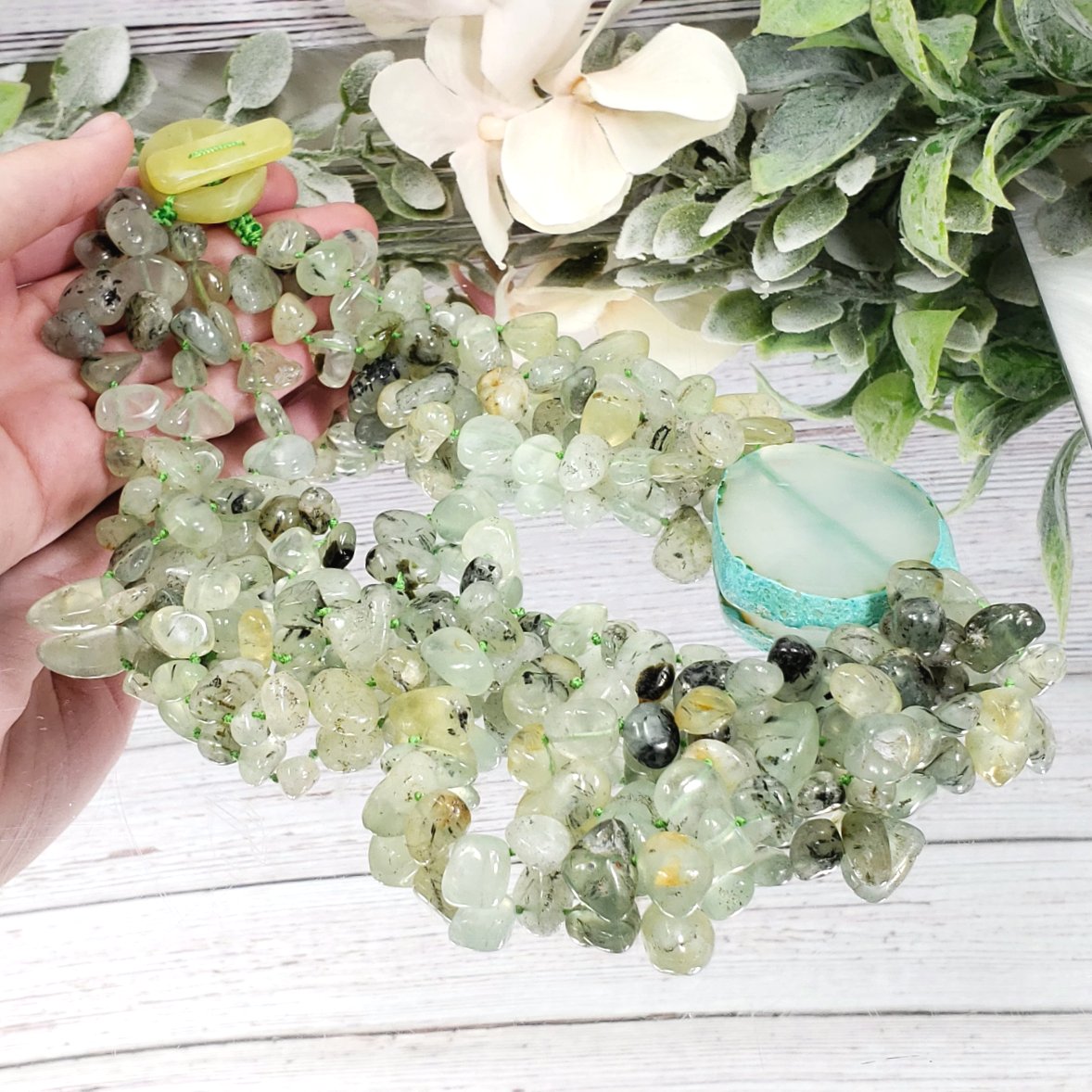 Prehnite & Epidote Mutli-Strand Necklace - Crystal Happenings