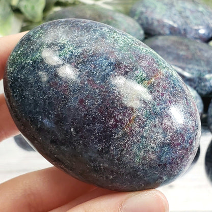 Ruby Fuchsite Kyanite Palm Stone - Crystal Happenings