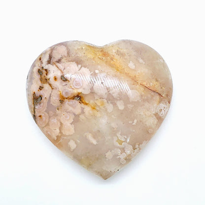 Flower Agate 96mm Heart - Crystal Happenings