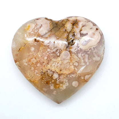 Flower Agate 96mm Heart - Crystal Happenings