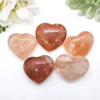 Fire Quartz Small Hearts (Hematoid Quartz) - Crystal Happenings