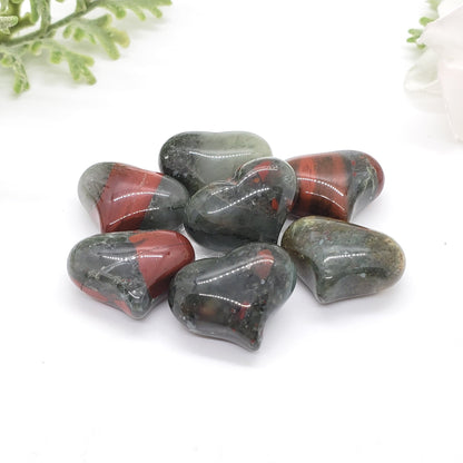 African Bloodstone - 1 inch Sweet Heart (25mm) - Crystal Happenings