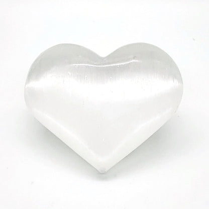 Selenite Medium Puffed Heart - Crystal Happenings