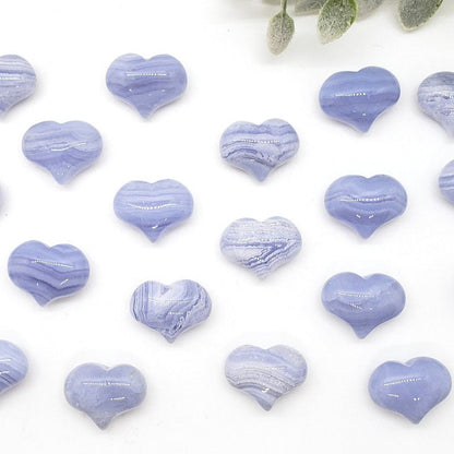 Blue Lace Agate - 1 inch sweet heart (25mm) - Crystal Happenings