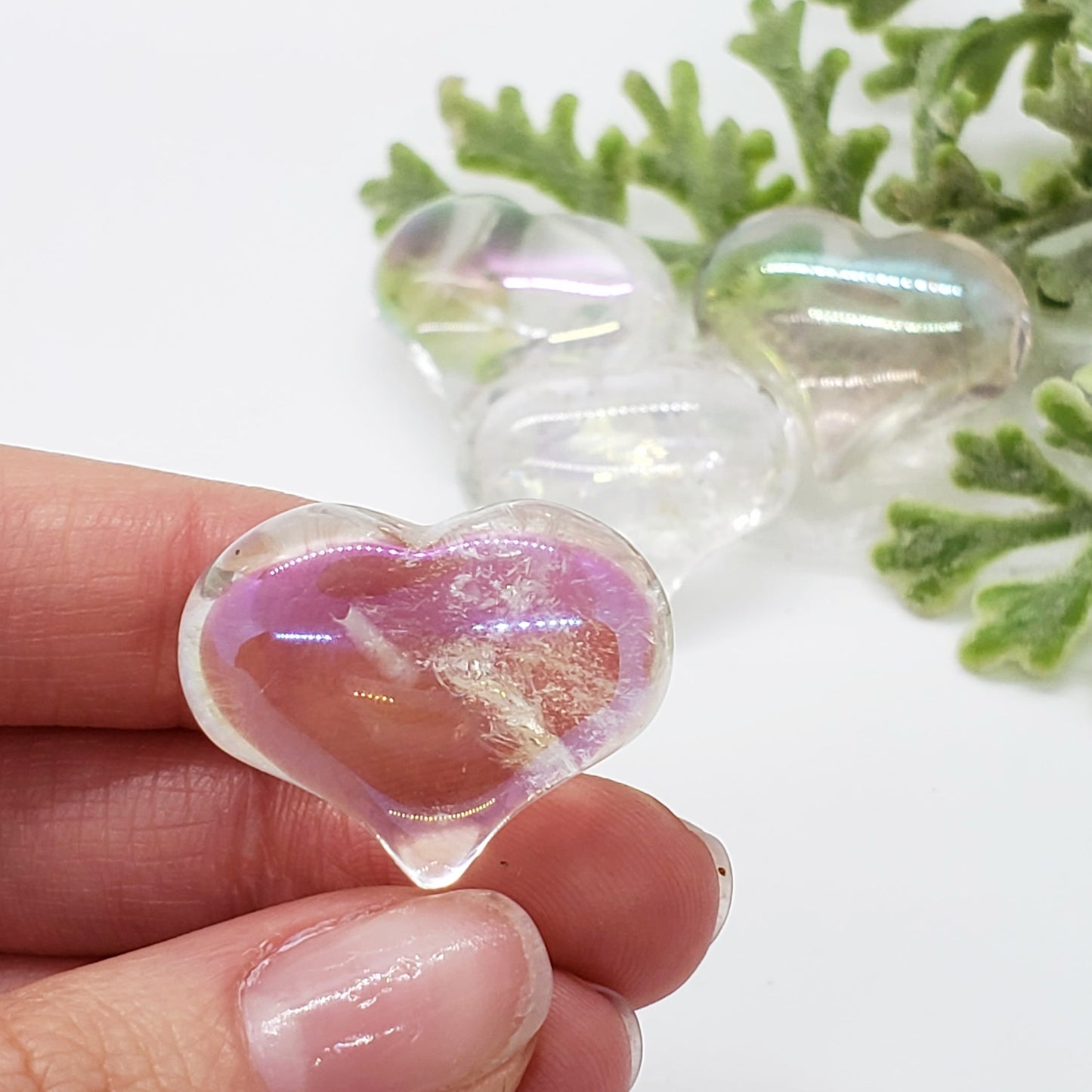 Aura Quartz - 1 inch Sweet Heart (25mm) - Crystal Happenings