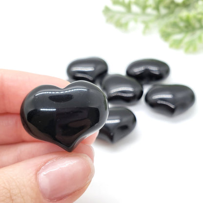 Black Agate - 1 inch Sweet Heart - Crystal Happenings