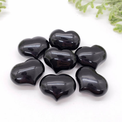 Black Agate - 1 inch Sweet Heart - Crystal Happenings