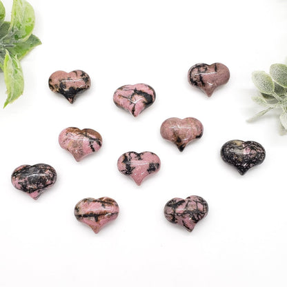 Rhodonite - 1 inch Sweet Heart (25mm) - Crystal Happenings