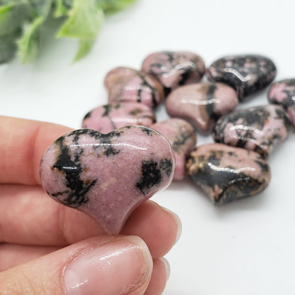 Rhodonite - 1 inch Sweet Heart (25mm) - Crystal Happenings