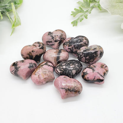 Rhodonite - 1 inch Sweet Heart (25mm) - Crystal Happenings