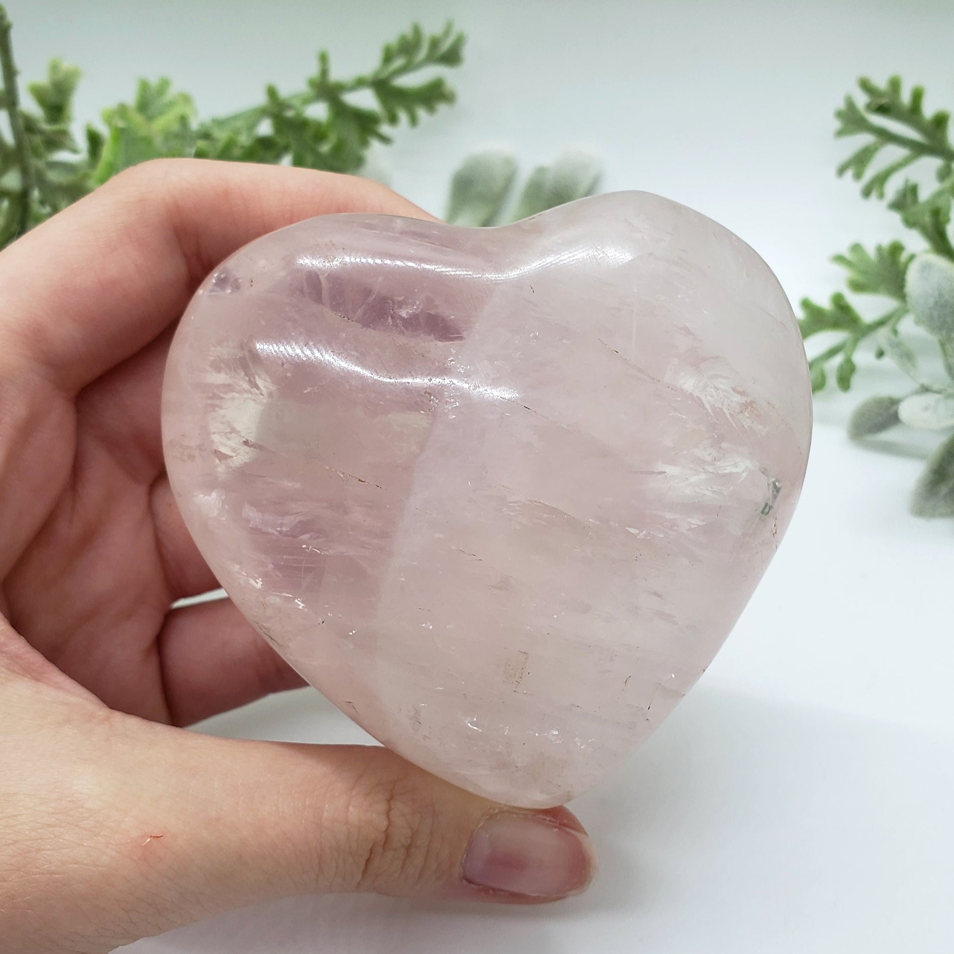 Rose Quartz Crystal Heart RQH17 - Crystal Happenings