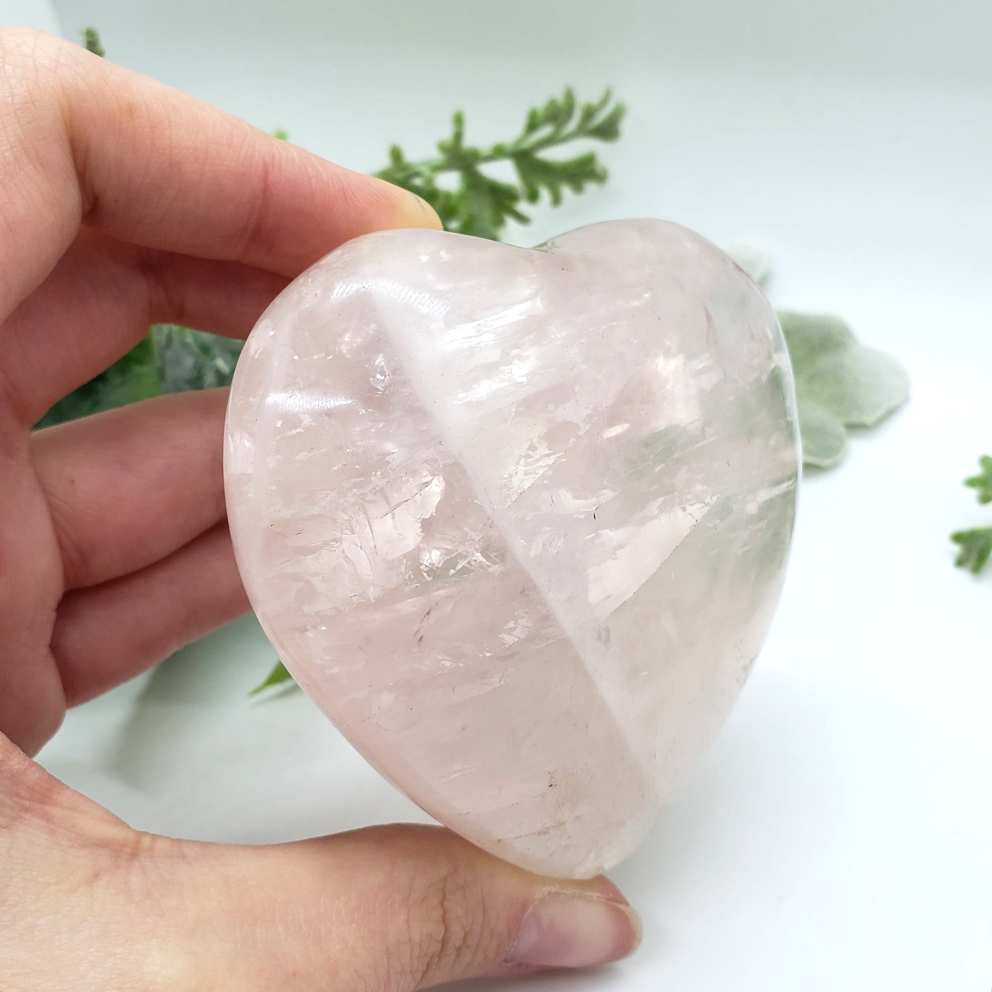 Rose Quartz Crystal Heart RQH17 - Crystal Happenings