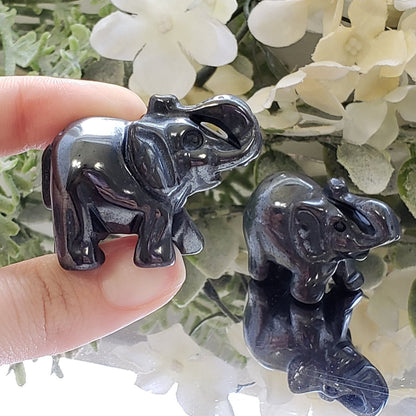 Good Luck Hematite Crystal Elephant