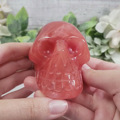 Cherry Quartz Large Skull – A Radiant Symbol of Joy and Creativity