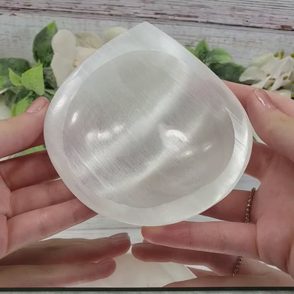 Selenite Drop-Shaped Bowl for Good Vibes