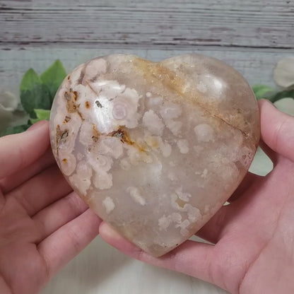 Flower Agate Large 96mm Heart