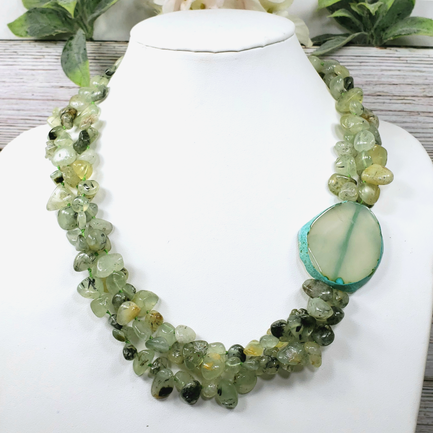 Prehnite & Epidote Mutli-Strand Necklace - Crystal Happenings