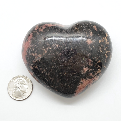 *Rhodonite Heart 85mm - Crystal Happenings