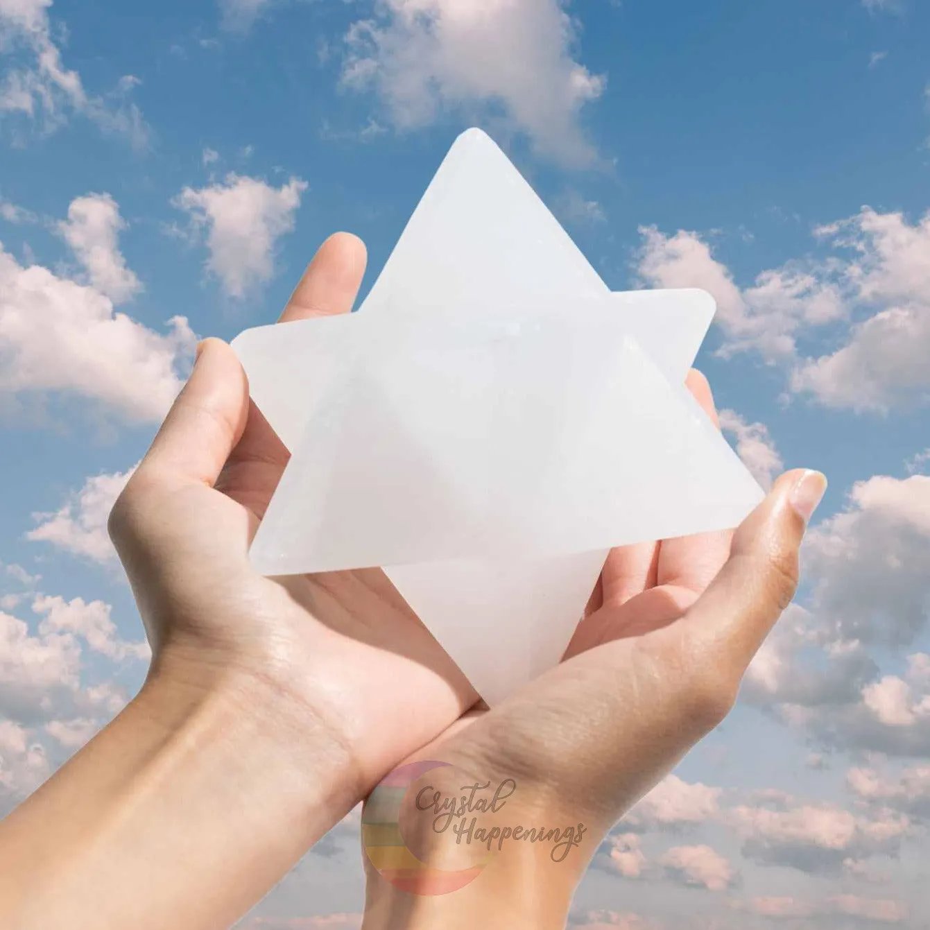 3d merkaba selenite crystal star