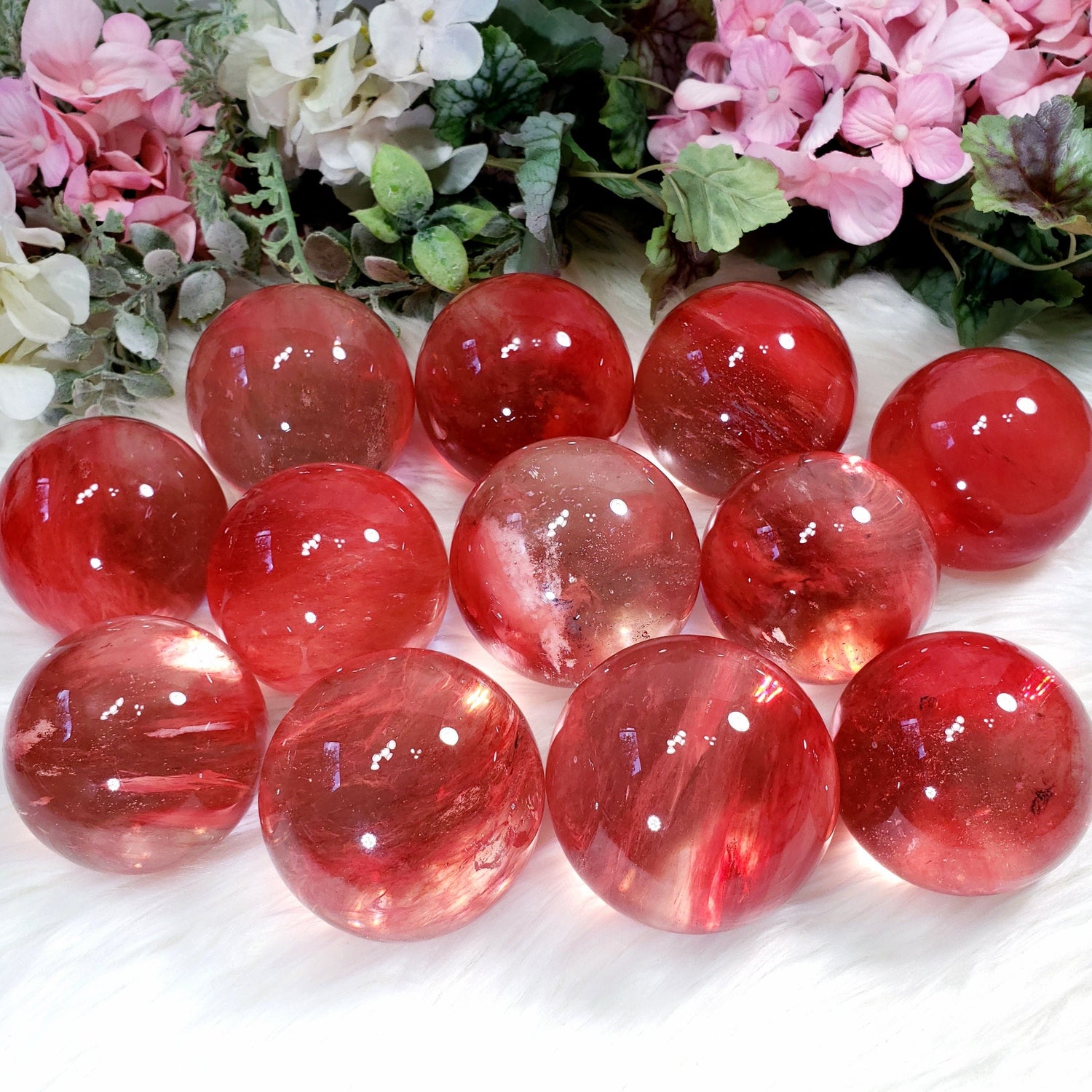 Cherry Quartz Spheres 70-80mm