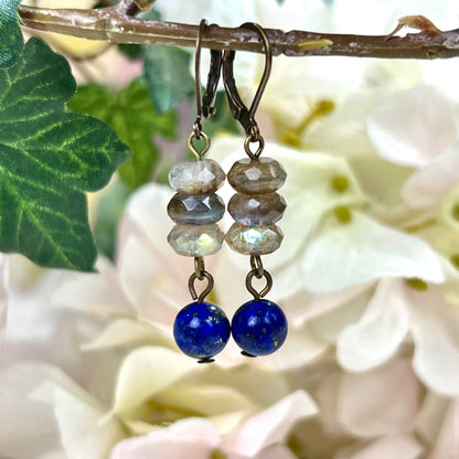 Labradorite with Lapis Lazuli Earring - Crystal Happenings