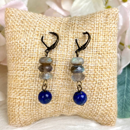 Labradorite with Lapis Lazuli Earring - Crystal Happenings